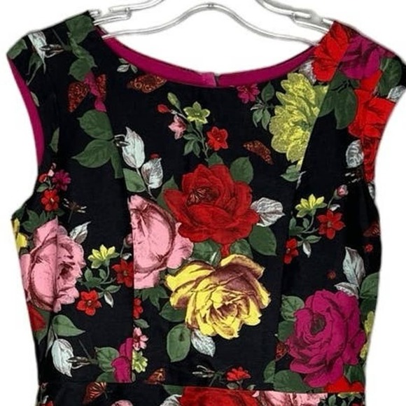 Baker By Ted Baker Dress Girls 8 Black Multi Floral Party Flower Girl Church - Picture 3 of 8